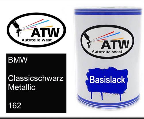 BMW, Classicschwarz Metallic, 162: 500ml Lackdose, von ATW Autoteile West.